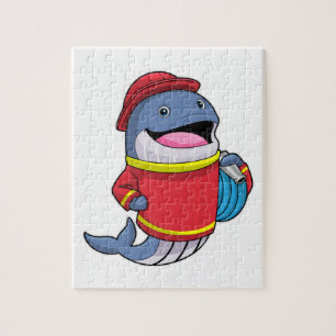 Puzzle Baleine comme pompier avec tuyau