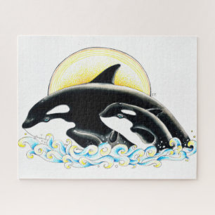 Puzzle Baleine de Cute Orca Art de l'encre de famille