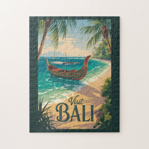 Puzzle Bali Indonésie Illustration Art de Voyage Vintage