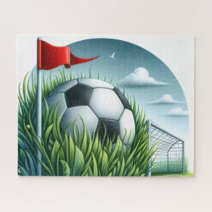 Puzzle Balle de football assise dans l'herbe