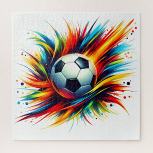 Puzzle Balle de football Splash Futuriste Football Abstra