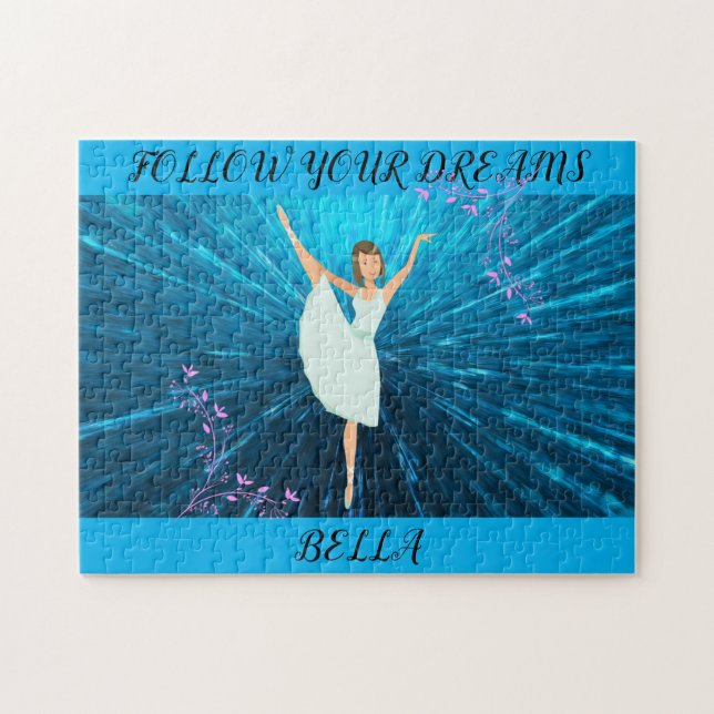 Puzzle Ballerina puzzle, "Suivez vos rêves" & nom. (Horizontal)