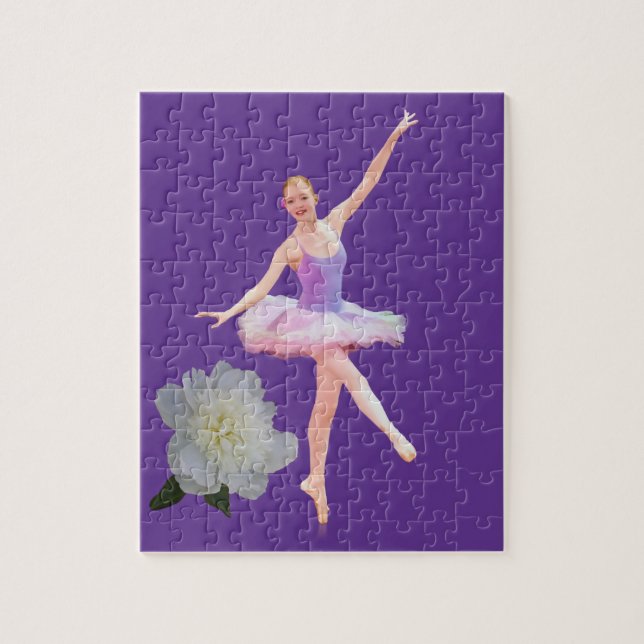 Puzzle Ballerine de danse dans personnalisable pourpre et (Vertical)