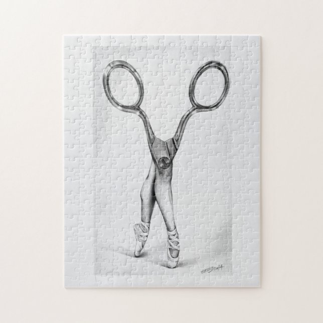 Puzzle Ballet Ciseaux Ballerina Danse Dessin surréaliste (Vertical)