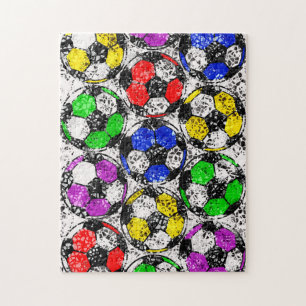 PUZZLE BALLONS DE FOOTBALL DANS LA COULEUR CHAOTIQUE