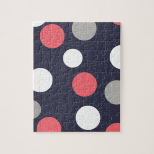 Puzzle Balls Cercles Motif gris blanc corail rose