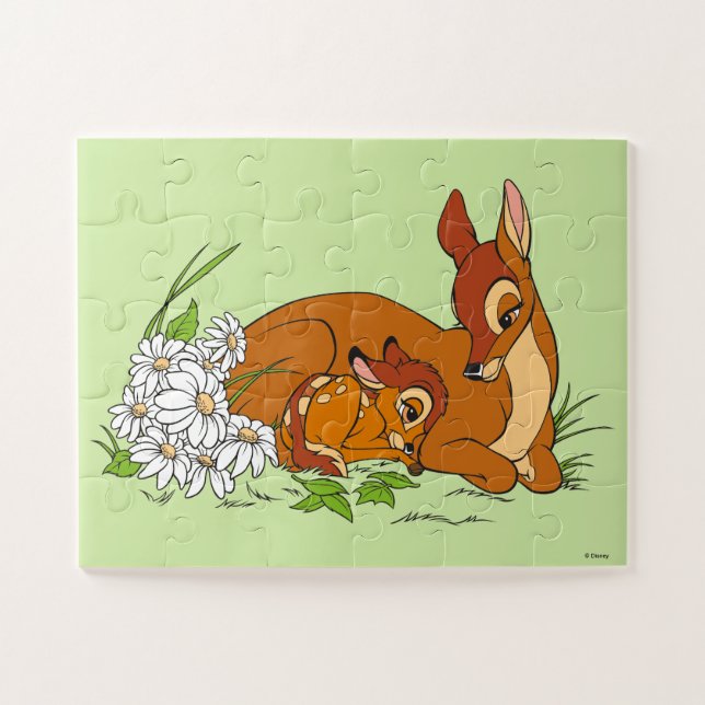 Puzzle Bambi Se Repose Avec Sa Mère (Horizontal)