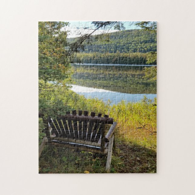 Puzzle Banc avec vue sur le lac Bailey péninsule supérieu (Vertical)