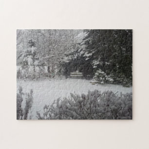Puzzle Banc de parc en neige fraîche