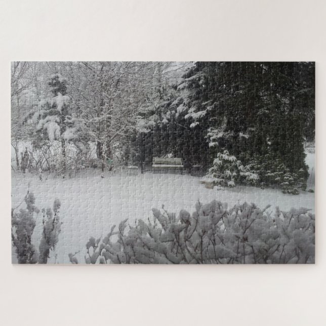 Puzzle Banc de parc en neige fraîche (Horizontal)