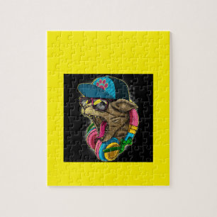 Puzzle bandit frais frappant le chat