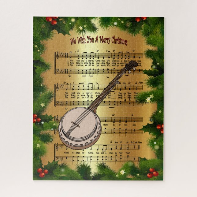 Puzzle Banjo ~ "Nous Vous Souhaitons Un Joyeux Noël" ~ (Vertical)