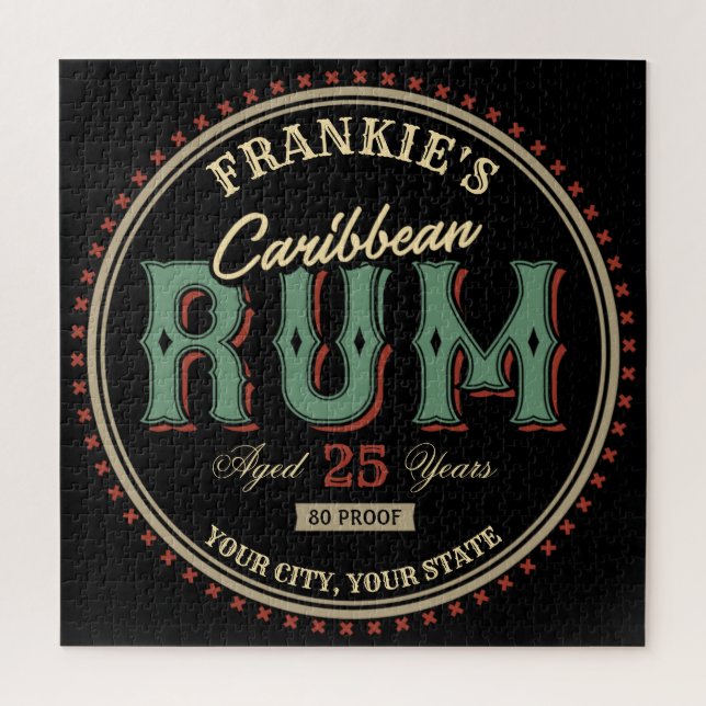 Puzzle Bar à Étiquette de bouteille de rhum caraïbe perso (Vertical)