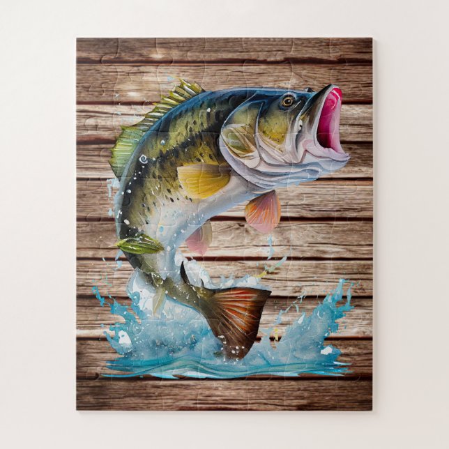 Puzzle Bar Bass Sautant Parti Pêcher (Vertical)