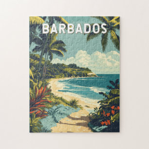 Puzzle Barbados Illustration Travel Art Vintage