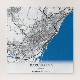 Puzzle Barcelone Espagne City Map Voyage Simple Minimal