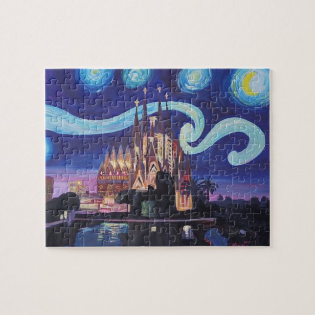 Puzzle Barcelone Sagrada Familia Van Gogh inspiré (Horizontal)
