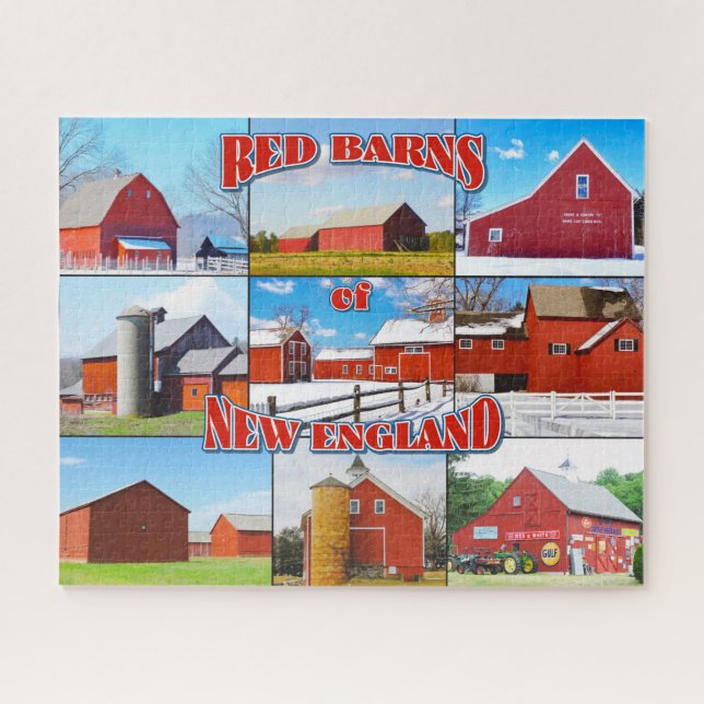 Puzzle Barnes rouges de la Nouvelle-Angleterre Jigsaw Puz (Horizontal)