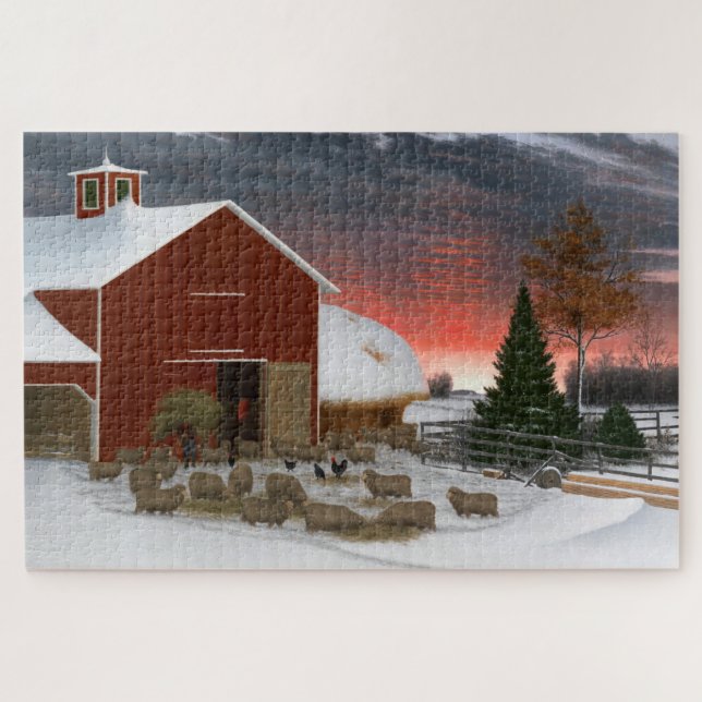 Puzzle Barnyard en hiver (Horizontal)
