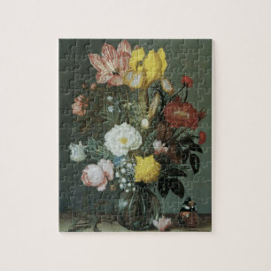 Puzzle Baroque Ancien, Bouquet de Fleurs dans un Vase en 