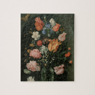 Puzzle Baroque Floral Vintage, Vase de Fleurs dans une Ni