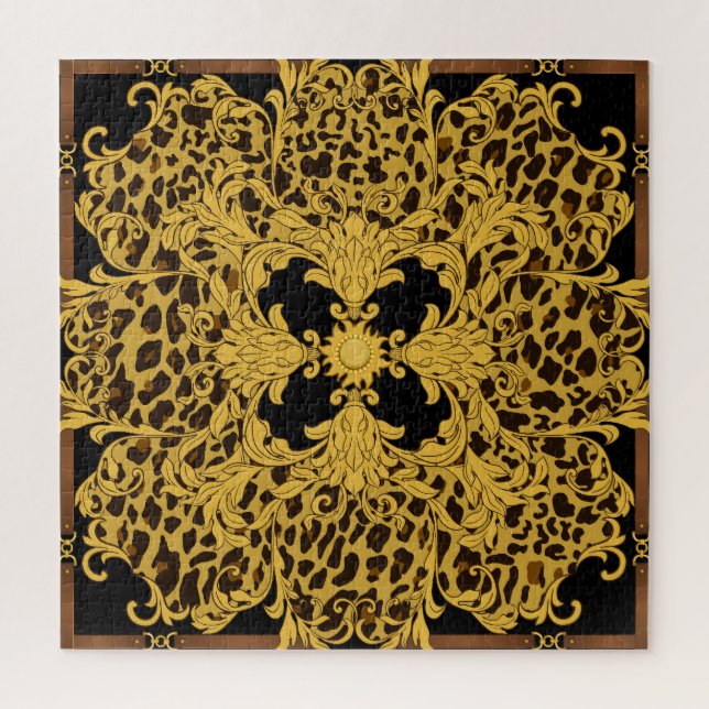 Puzzle Baroque léopard, Poster de animal orné (Vertical)