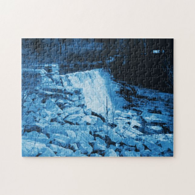 Puzzle Barrage Marbre blanc En Art Imaginaire Bleu (Horizontal)