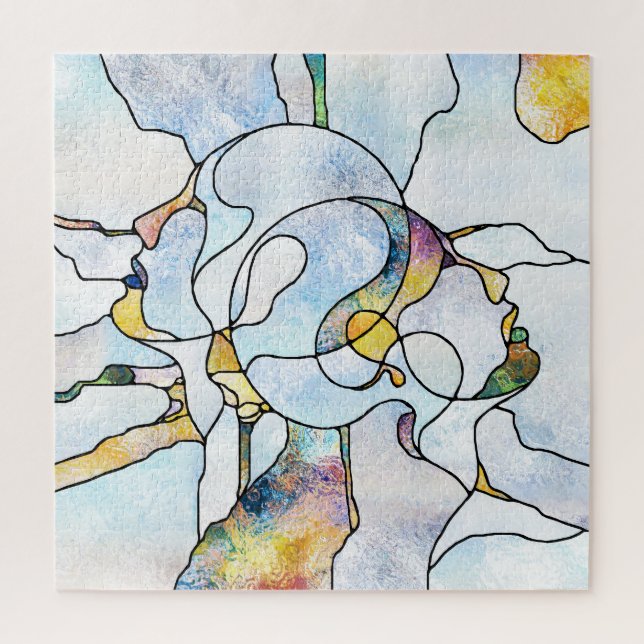 Puzzle Barres arc-en-ciel, unité en vitrail (Vertical)