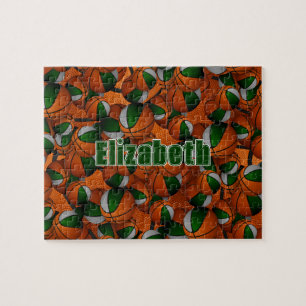 Puzzle basket-ball gris vert filles garçons couleurs de l