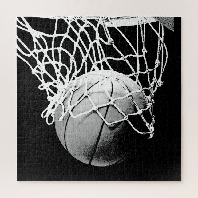Puzzle Basket-ball noir blanc moderne unique - Sports (Vertical)