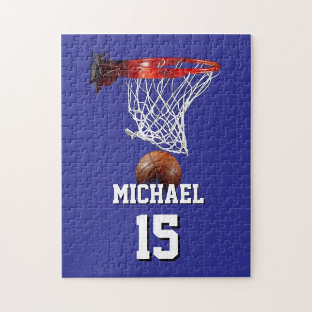 Puzzle Basketball Add Your Name & Number Pop Art (Vertical)