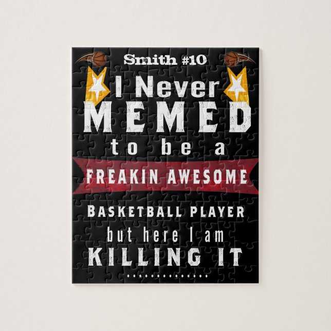 Puzzle Basketball Nom et numéro Mème amusant (Vertical)
