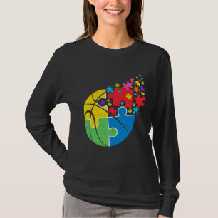 Puzzle Basketball Support Autism Awareness Men Wom T-Shirt