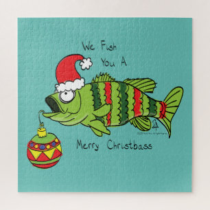 Puzzle Basse de Noël amusant Pêche Poisson Cute Cartoon
