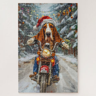 Puzzle Basset Hound Chien équitation Moto Noël