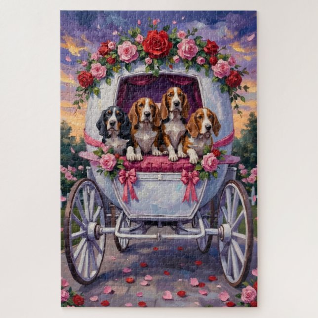 Puzzle Basset Hound Dog Valentine's Day  (Vertical)