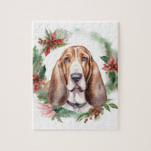 Puzzle Basset Hound Festive Wreath de Noël Pup