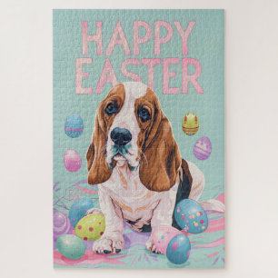 Puzzle Basset Hound Joyeuses Pâques