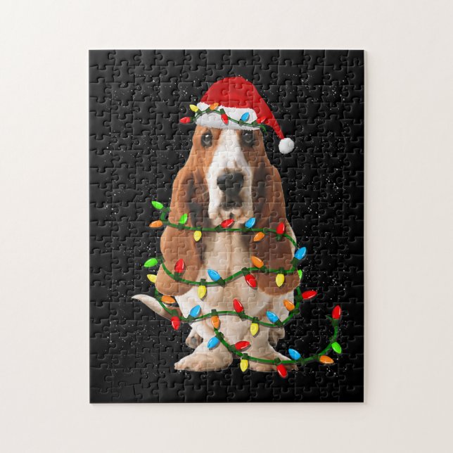 Puzzle basset hound noël drôle basset hound chien amour (Vertical)