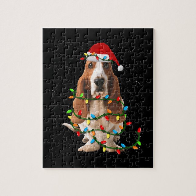 Puzzle basset hound noël drôle basset hound chien amour (Vertical)
