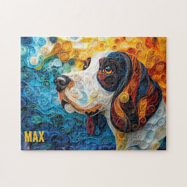 Puzzle Basset Hound Papier Quitter Art Chien Portrait (Horizontal)