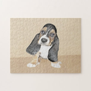 Puzzle Basset Hound Peinture Chiot - Art Chien original
