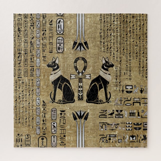 Puzzle Bastet - Chats Égyptiens Et Croix D'Ankh (Vertical)
