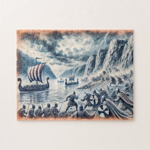 Puzzle Bataille de Stiklestad en dessin à la craie pastel