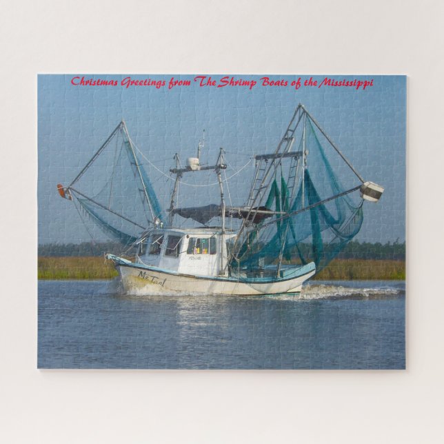 Puzzle Bateau à crevettes Mississippi. Jiges de voeux de  (Horizontal)