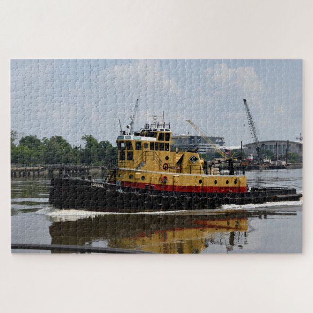 Puzzle Bateau à remorqueurs travaillant à la rivière (Horizontal)