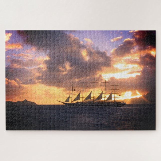 Puzzle Bateau à voile au coucher du soleil (Horizontal)