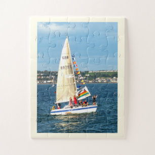 Puzzle Bateau à voile avec des drapeaux
