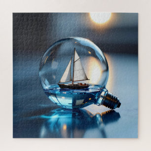 Puzzle Bateau à voile dans un Lightbulb Ai Art