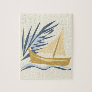 Puzzle Bateau à voile sur l'arrière - plan de la lune et 